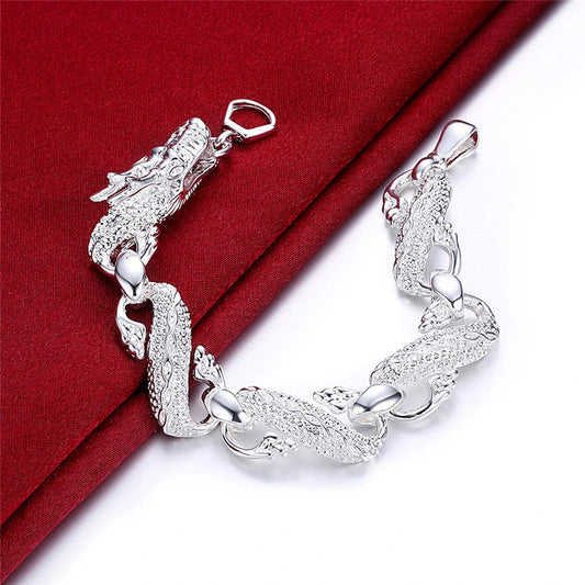 DOTEFFIL 925 Sterling Silver Dragon Cuff Bracelet – Unisex Charm Jewelry for Wedding, Engagement & Parties