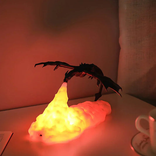 3D Printed Fire Dragon LED Lamp – USB Rechargeable Light for Gaming, Camping & Kids' Gifts