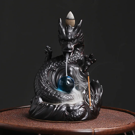 Dragon Backflow Incense Burner – Ceramic Incense Holder for Home Decor & Aromatherapy (Without Incense)