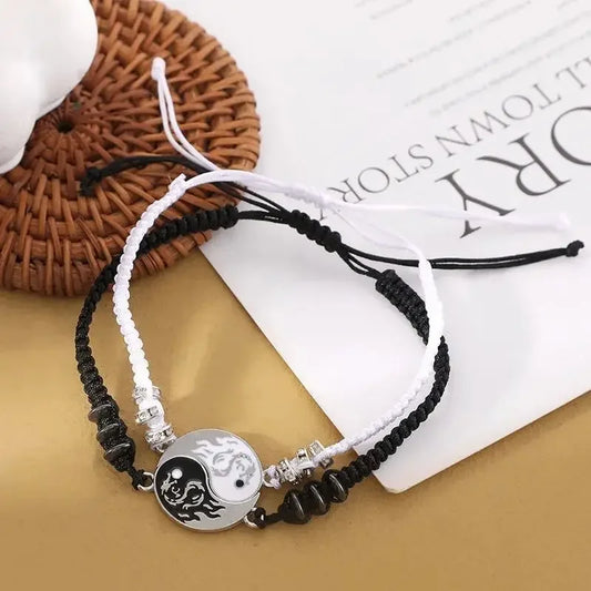 2025 Fashion Dragon Figure Yin Yang Bracelet – Adjustable Couple Jewelry for Valentine's, Friendship & More